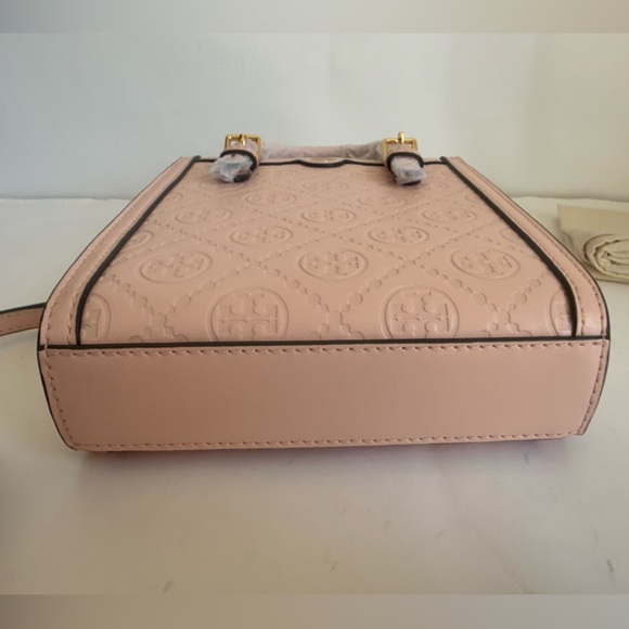 NWT!! Tory Burch T Monogram Leather Mini N/S Tote Crossbody In Blush - Picture 8 of 12